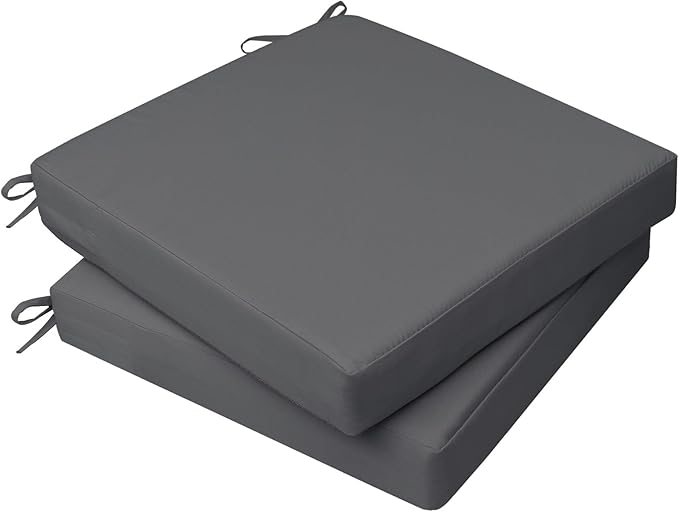 AAAAAcessories Outdoor Seat Cushions for Chairs, Waterproof, Fade-Resistant, 17" x 16" x 2", Patio Furniture Replacement Cushions, Set of 2, Dark Gray