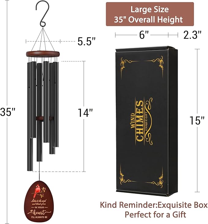 Cardinal Wind Chimes in Memory of Loved One,Sympathy Wind Chimes Memorial Wind Chime for Loss of a Loved One Mother Father,Cardinal Gifts & Sympathy Gift for Bereavement,Condolence,Funeral