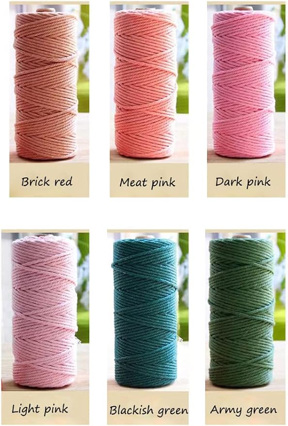 flipped 100% Natural Macrame Cotton Cord,3mm x109 Yard Twine String Cord Colored Cotton Rope Craft Cord for DIY Crafts Knitting Plant Hangers Christmas Wedding Décor (Dark Brown, 3mm*109yards)