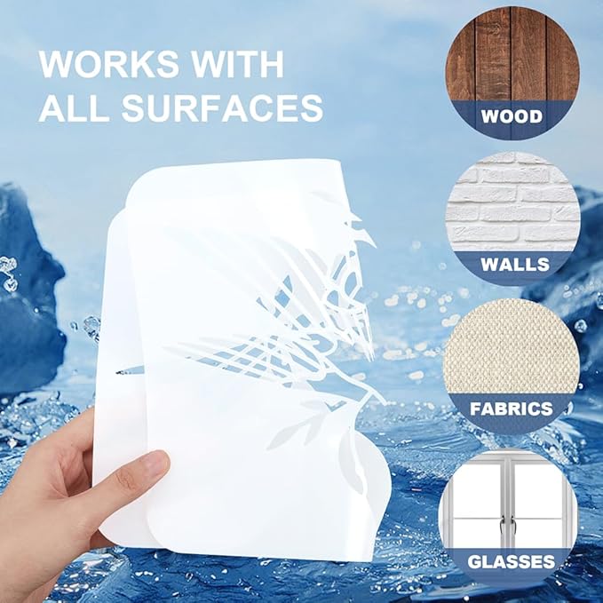 MAYJOYDIY 3pcs Waves Stencil Template 11.7×8.3inch Large Sea Ocean Wave Stencil with Paint Brush Reusable Summer Beach Wave Drawing Templates for Furniture Canvas Home Decor DIY Crafts