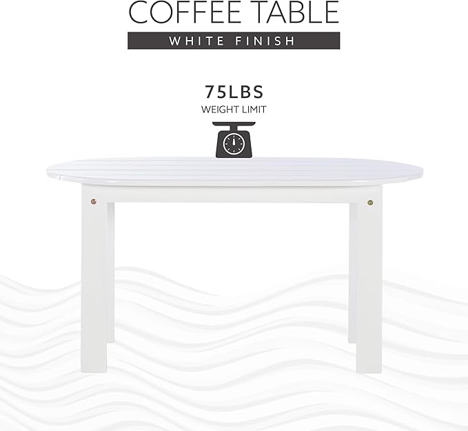 Linon Jayde Adirondack Coffee Table, White 18.11D x 35.24W x 18.11H in