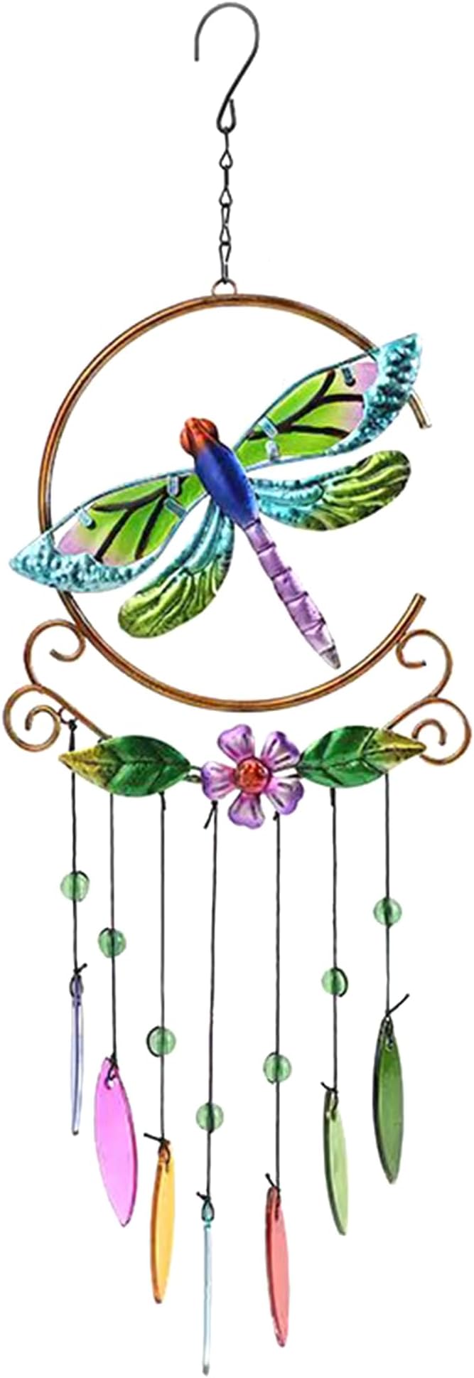 Dragonfly Wind Chimes, Garden Glass Outside Colorful Wind Chimes for Home, Party, Festival Decor, Garden Decoration Valentines Day Gift Indoor/Outdoor,Lifelike Dragonfly Deep Tone Style