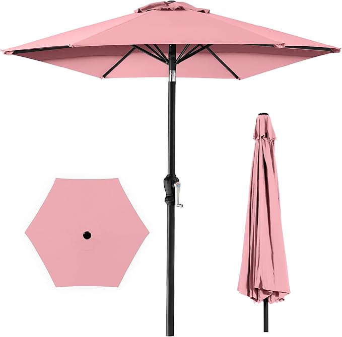 Best Choice Products 10ft Outdoor Steel Polyester Market Patio Umbrella w/Crank, Easy Push Button, Tilt, Table Compatible