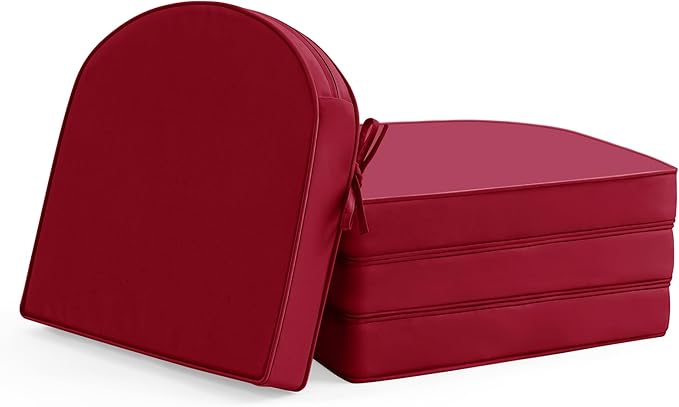 Outdoor Chair Cushions Set of 4: Waterproof & Fade Resistant Patio Furniture Cushions - 18.5 x 16 x 2 Inch Non Slip Round Corner Seat Cushion Pads with Removable Cover for Garden Yard Lawn, Burgundy