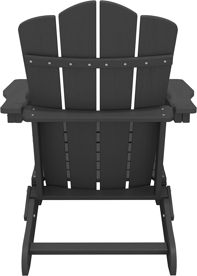 KINGYES Folding Adirondack Chair Set of 6, HDPE All-Weather Folding Adirondack Chair, Grey