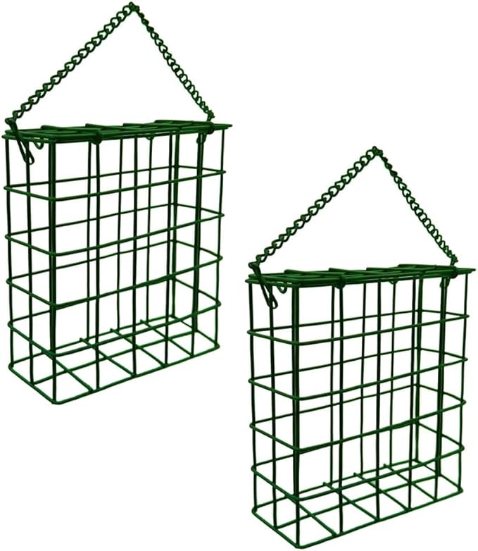 Suet Cake Bird Feeder Hanging Wild Bird Feeder for Outdoor Garden Cages Outside Suet Fruit Capacity Feeders (2 Pcs Green)