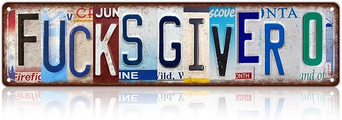 Vintage Fucks Giver 0 Metal Tin Signs Street Signs Man Cave Bar Cafe Home Wall Decor 16 x 4 Inches