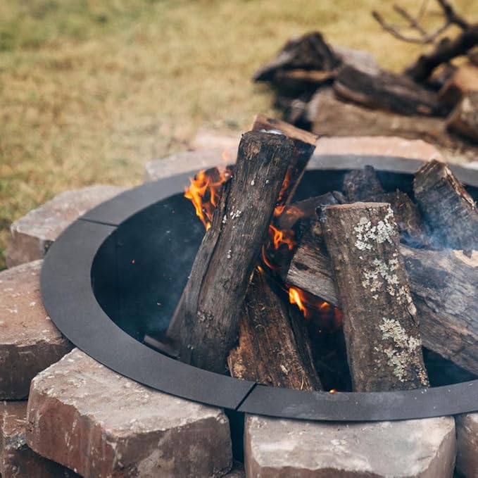 Titan Great Outdoor 38in Dia Steel Fire Pit Liner, 1mm Thick DIY Above or In-Ground Outdoor Fire Pit, 4 Panel Steel Ring