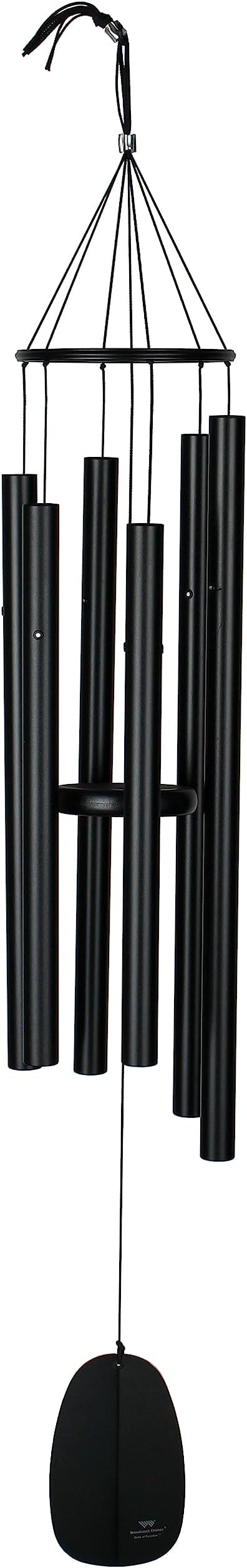 Woodstock Wind Chimes for Outside, Outdoor Decor, Garden and Patio Decor, Front Porch Decor (44") Decorative Wind Chimes Bells of Paradise Wind Chime Large Size Black (BPLK)