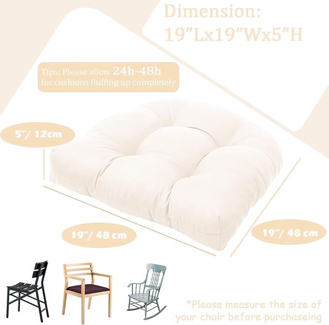 MTMR Water-Repellent Outdoor Chair Cushions Set of 2, 19”X19” Patio Chair Cushions with High Elasticity PP Cotton, Thick Tufted Outdoor Patio Furniture Cushions, Seat Cushions for Outdoor Furniture