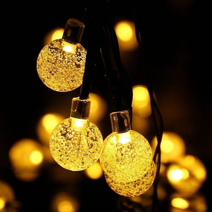 Solar String Lights Outdoor Waterproof, 1 Pack 50 LED 2.3CM 23 FT Each, Solar Powered Patio Lights with 8 Lighting Modes for Garden Yard Porch Wedding Party.. (Warm Color)