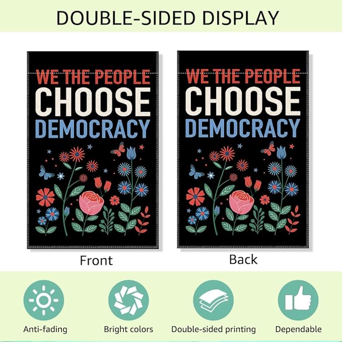 RZHV We The People Choose Democracy Double-Sided Garden Flag for Outdoor House Yard Sign Garden Decor Parade, Political Social Justice Outdoor Banner, Inclusive Freedom Yard Sign Decor