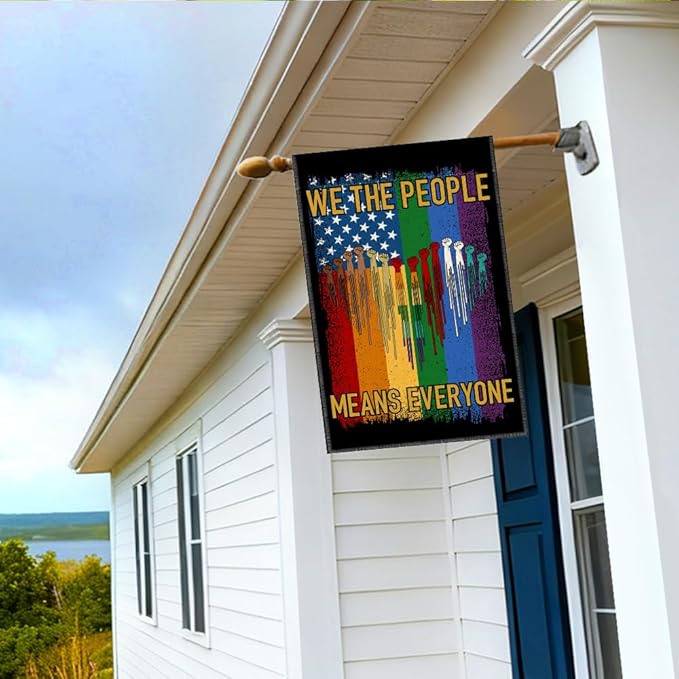 RZHV We The People Means Everyone Double-Sided Garden Flag for Outdoor House Yard Sign Garden Decor Parade, Inclusive Outdoor Decoration Banner, Kindness Equal Social Justice Yard Sign