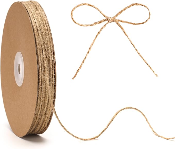 KINGLAKE Natural Jute Twine String - 2mm Twine String for Crafts 328 Feet 3 Ply Jute Rope for Gift Wrapping Christmas Packing Arts Decoration Wedding Gardening