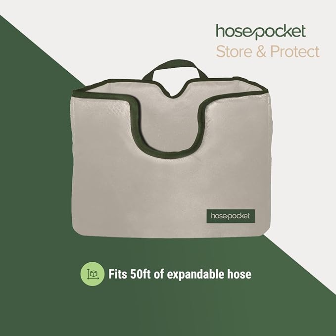 Expandable Garden Hose Holder by Hose Pocket – Store Your Expandable Garden Hose Neatly and Simply – Size Large Designed For 50-100 ft. Hose (Large)