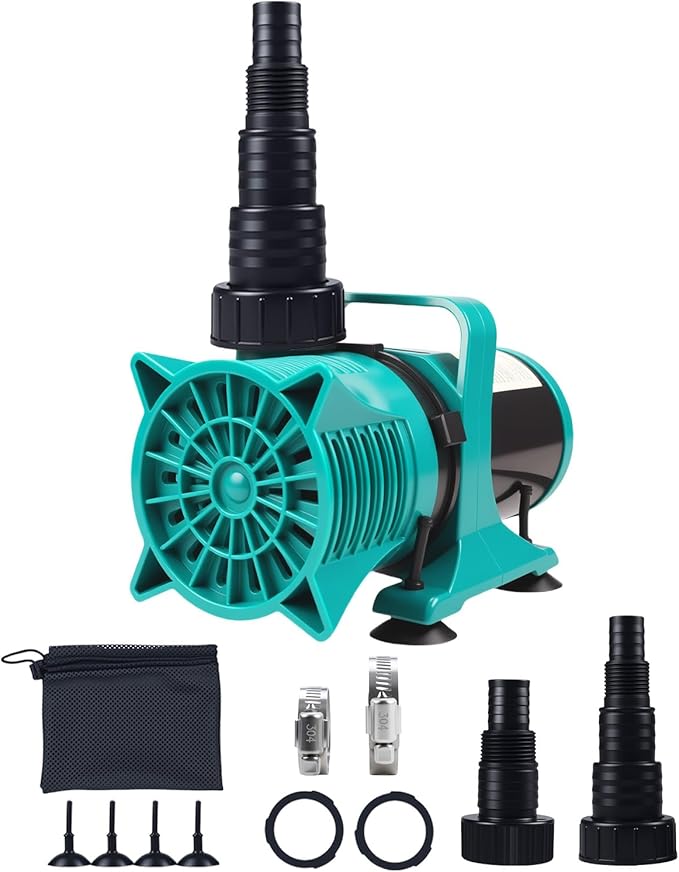 150W 3100GPH Submersible Pond Pump, Ultra Quiet & Energy Efficient Water Pump, 20FT Cord, 18FT Lift, Multi-Angle Nozzle for Koi Pond, Fountain, Waterfall, Aquarium, Garden Use, UL Listed