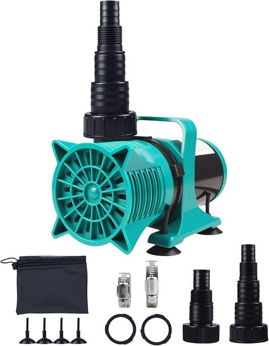 150W 3100GPH Submersible Pond Pump, Ultra Quiet & Energy Efficient Water Pump, 20FT Cord, 18FT Lift, Multi-Angle Nozzle for Koi Pond, Fountain, Waterfall, Aquarium, Garden Use, UL Listed