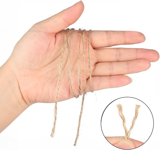 G2PLUS 328FT Jute Twine 1.5mm 2 Ply Natural Craft Twine String for Gift Wrapping, DIY Crafts, Gardening & Home Use