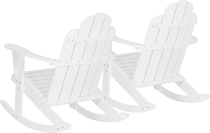 Jayde White Solid Wood Outdoor Adirondack Rocking Chair Set of 2 by Linon