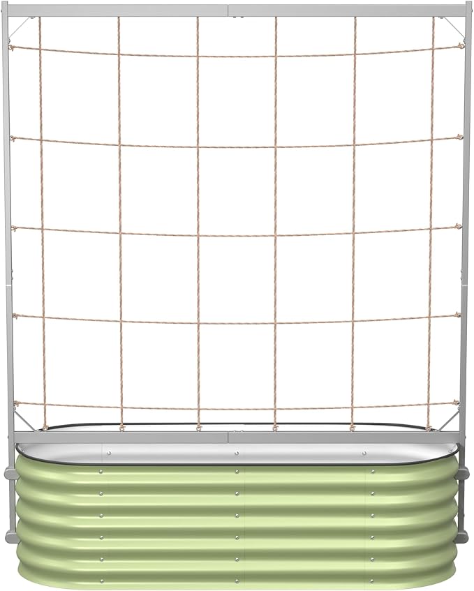 Vego Garden Metal Frame Tomato Trellis, Garden Trellis for Climbing Plants Like Cucumber Beans Tomatoes & Vines, 5.0ft Long Metal Trellis for Raised Garden Beds