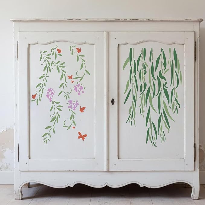 Large Vine Stencils for Painting on Wood Wall 14” Reusable Leaf Branch Stencils for Crafts Canvas Furniture