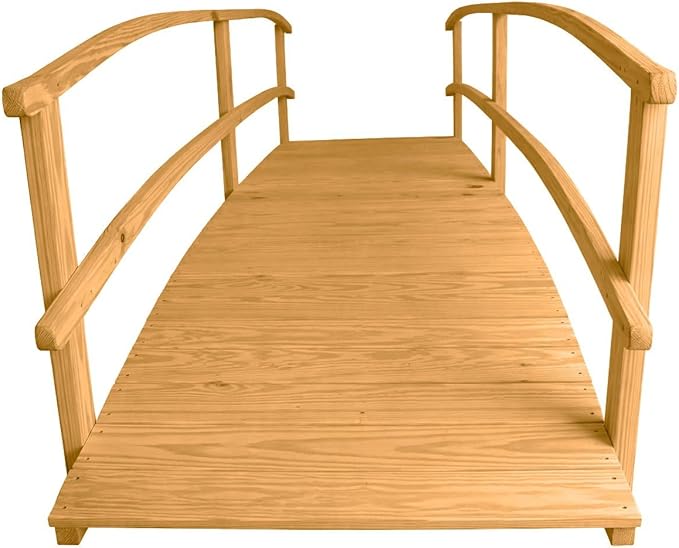 12 FT Oak Amish Made Garden Bridge with Double Rails for Walkway, Backyard Pond & Landscaping, Outdoor Wooden Footbridge for Koi Pond, Japanese Style Decorative Bridge, Made in USA