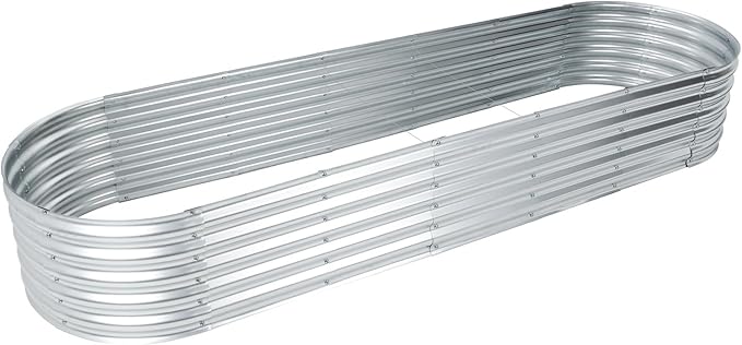 Aoodor Galvanized Raised Garden Bed Kit, 6.9 x 2 x 1 Ft, Oval Planter Box for Vegetables, Flowers, and Herbs, Outdoor Use, Silver