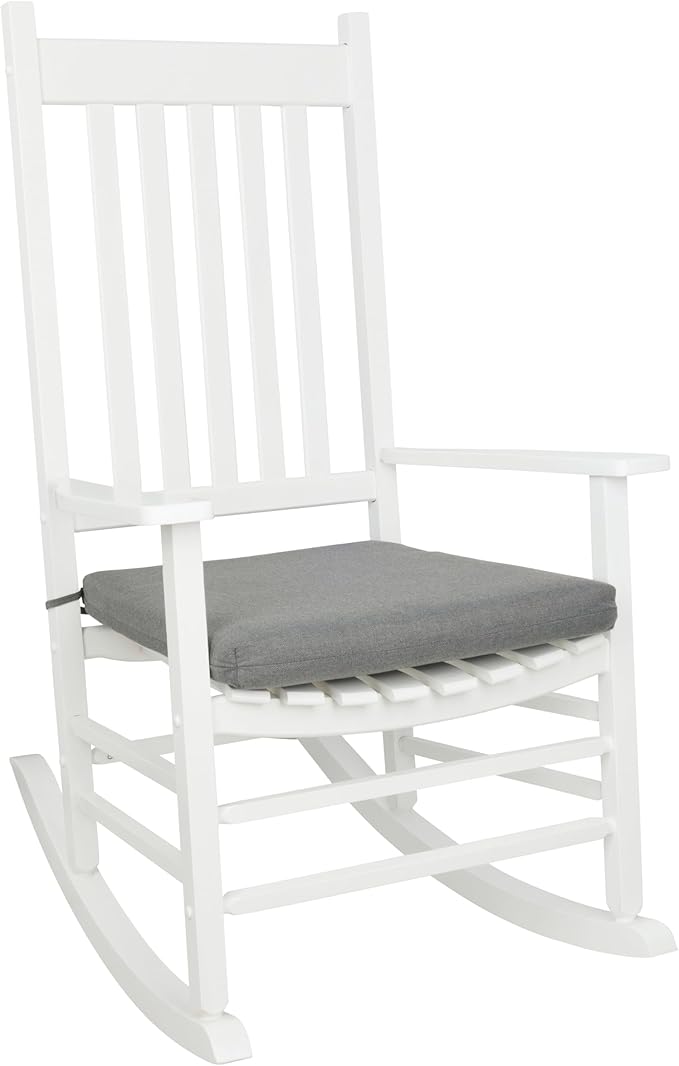 Shine Company Weather-Resistant Outdoor Rocking Chair Seat Cushions, 22"x20", Performance Fabric with Foam Core, Removable Cover with Ties, Set of 2, Gray