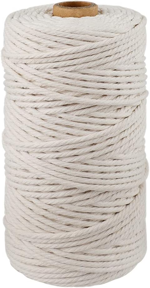 G2PLUS 328 Feet 3mm Natural Cotton String for Crafts,Gift Wrapping Twine,Arts & Crafts, Home Decor, Gift Packaging (Beige)
