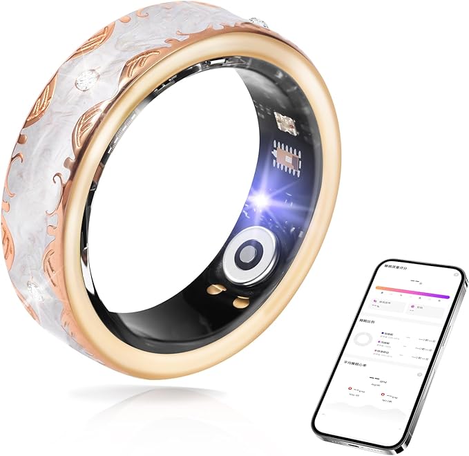 Smart Ring for Women-Men,Tracks Heart Rate, Sleep, SpO2, HRV. 128 Sports Modes, IP68 Waterproof, Gesture Control, No Subscription, iOS & Android Compatible (9)