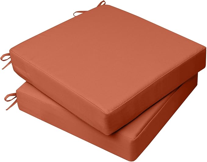 AAAAAcessories Outdoor Seat Cushions for Chairs, Waterproof, Fade-Resistant, 21" x 21" x 3", Patio Furniture Replacement Cushions, Set of 2, Rust