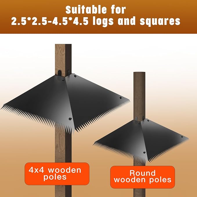 Metal Squirrel Baffles with Spikes - Galvanized Steel Squirrel Guards for 4x4 Posts and Bird Feeder Poles - Keeps Squirrels and Raccoons out of Birdhouses (1 Pack)