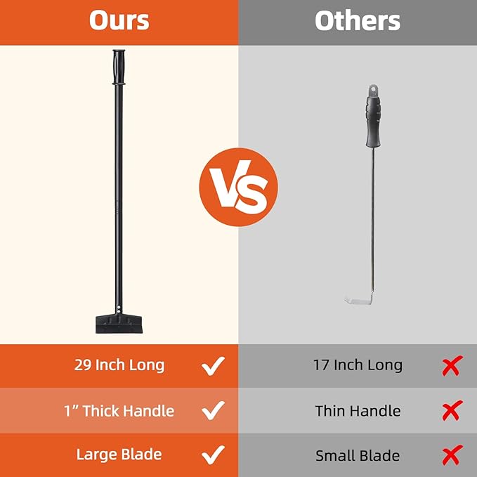 BBQ Charcoal Rake, 29 Inch Grill Ash Removal Rake for Fireplace Wood Stove Pizza Oven, Metal BBQ Cleaner Poker Scraper, Heavy Duty Barbecue Grilling Utensils Tool for Smoker,Ceramic, Kamado