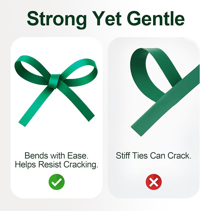Plant Tie Tape – 4 Rolls (788 ft) Stretch Vinyl (PVC), 0.5" Wide, Non-Adhesive Garden Ties for Stems & Poles – Includes Mesh Bag & Binder Clip (788 ft)