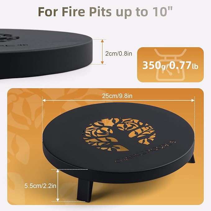 CHANGEMOORE 9.1'' Fire Pit Mat & Heat Resistant Gloves Set, Tabletop Protection with Foldable Stand, Barbecue Heat Resistant Mat for Tabletop Fire Pit, Long Wrist Non-Slip Silicone, up to 300°C