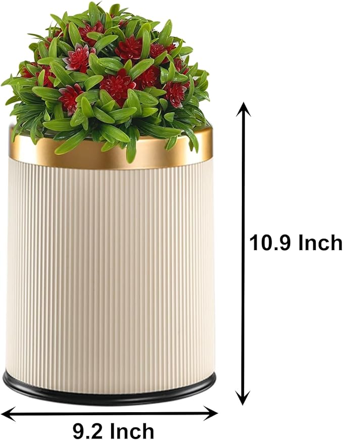 Yatmung Dog Poop Trash Can Outside - 2.6 Gal Small Pet Waste Container with Lid - Outdoor Poop Garbage Can - Front Porch, Backyard, Waste Bin - Plant Styled Dog Poop Bucket - Cream
