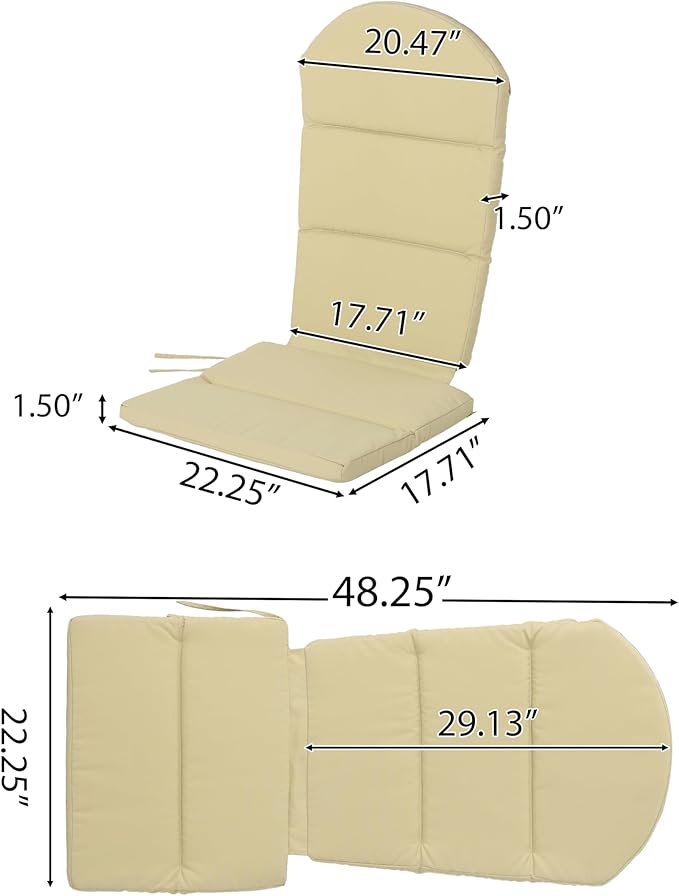 Christopher Knight Home Terry Outdoor Water-Resistant Adirondack Chair Cushions (Set of 4), Khaki, 4 Count (Pack of 1)