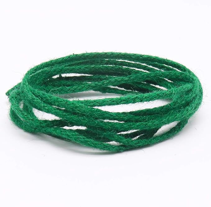 Tenn Well Green Garden Twine, 100 Feet x 5mm Wide Braided Jute Rope for Gardening, Crafting, Packing and Bundling