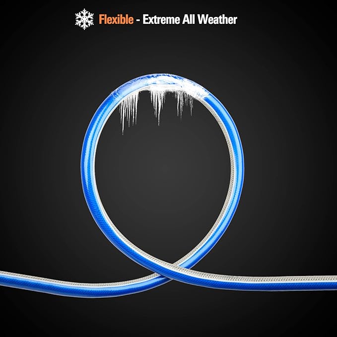 Lead-in Blue Short Garden Hose 3/4 in. x 10 ft. -No Kink, Leak Free, Flexible, Male to Female Fittings -Heavy Duty Lightweight PVC Water Hose-150PSI Work & 500PSI Burst, for Reel Cart & Commercial Use