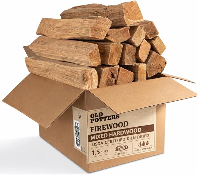 Old Potter Kiln Dried Firewood, ~1.5 Cu Ft ~ 38-45 lbs, for Solo Stove, Firepits and Fireplaces or Cooking, 16 Inch Logs, Mixed Hardwood