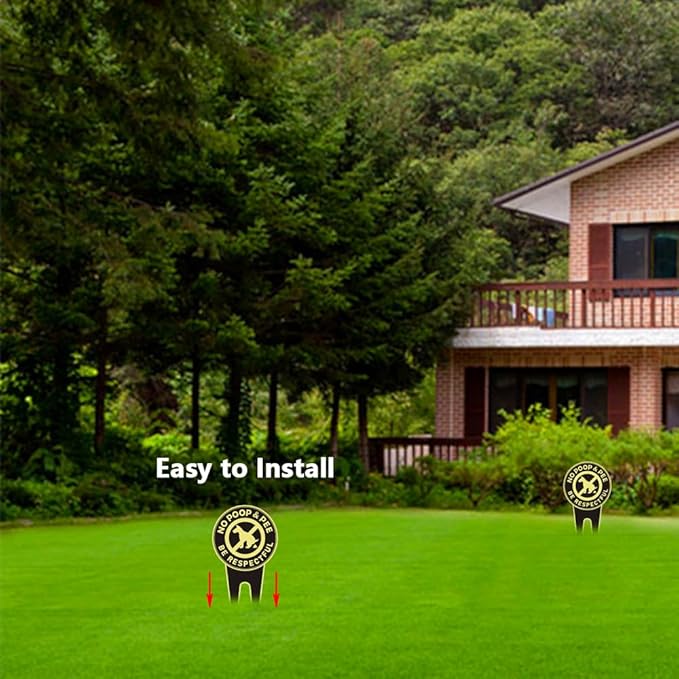 2 Pack No Dog Poop Signs for Yard - Double Sided Aluminum No Pooping Sign with Stake 11.8" x 5.9" - Be Respectful, No Dog Poop and Pee Stop Dogs from Pooping/Peeing On Your Lawn/Garden
