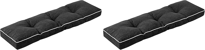 Bench Cushion, 36 x 14 Inch Patio Furniture Cushions with Durable Ties, Soft Memory Foam Bench Cushions for Indoor/Outdoor Furniture with Non-Slip Bottom, Kitchen&Dining, Black (Pack of 2)