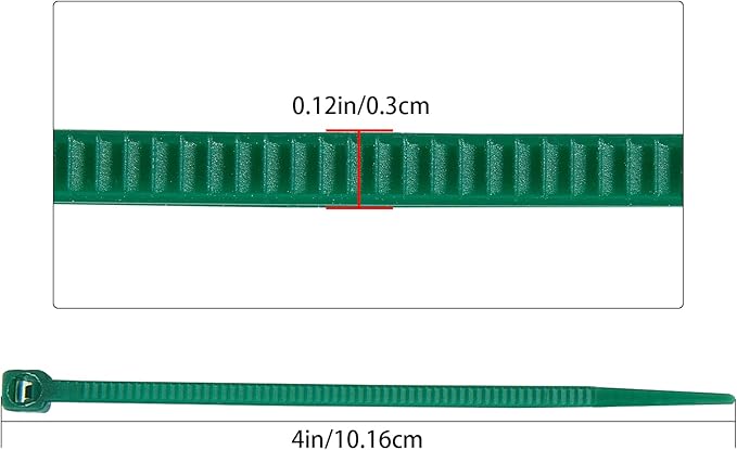4 inch 3mm Dark Green Nylon Garden Cable Zip Ties Self Locking Cable Ties Twist Ties, Multi-Purpose Cable Tie(100 Pcs)