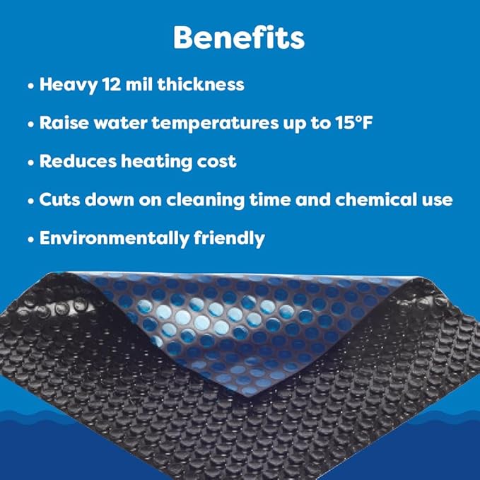 In The Swim 21' Premium Plus Blue/Black Round Solar Pool Cover 12 Mil for Solar Heating Above Ground Pools and Inground Pools