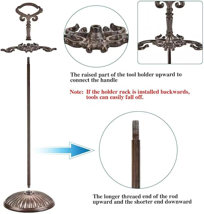 Sungmor Heavy Duty Cast Iron Fireplace Tools Set – 5 Piece Fire Tools with Stand, Fireplace Accessories for Wood Stove, Indoor Outdoor Fire Pit & Hearth