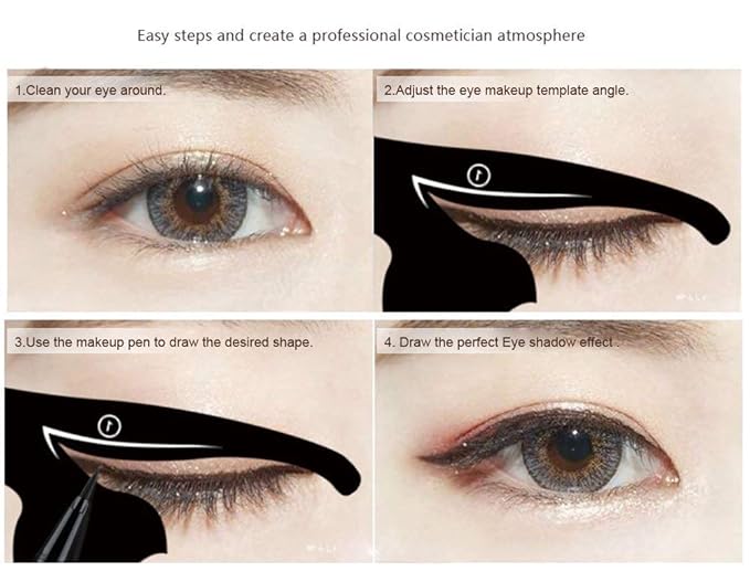 Cat Line Eyeliner Stencil, Smoky Eyeshadow Applicators Template Plate, Professional Multifunction Black Cat Shape Eye liner & Eye Shadow Guide Template (PVC Material) (1)