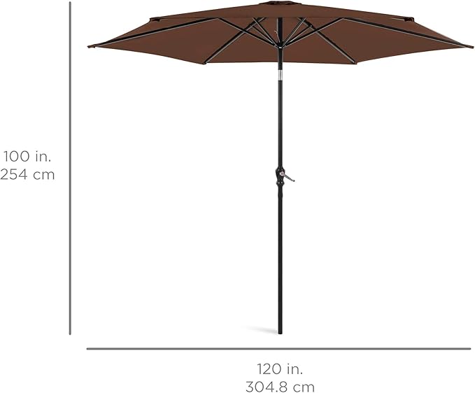 Best Choice Products 10ft Outdoor Steel Polyester Market Patio Umbrella w/Crank, Easy Push Button, Tilt, Table Compatible