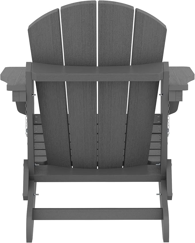 SERWALL Foldable Adirondack Chair Set of 4 for Patio Garden Outdoors Fire Pit-Gray