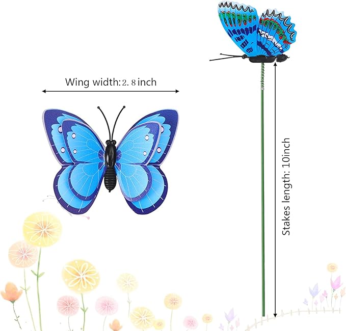 Augshy 75 Pcs Butterfly Garden Stakes - Party Decorations with Butterfly Designs for Garden Decor