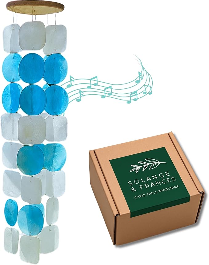 Solange & Frances Capiz Shell Wind Chimes for Outside - Elegant Wind Chimes for House Decor and Patio Decor, Unique Birthday Gifts for Women, Valentines Day Gifts, Sympathy Gift